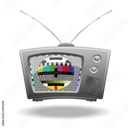 warped retro TV with monoscope