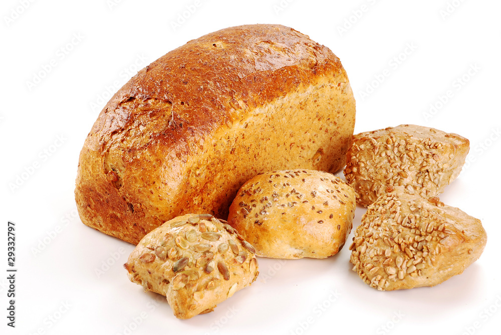 Bread and rolls isolated on white Bread and rolls isolated on white