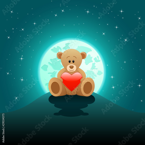 verliebter Teddy im Mondschein