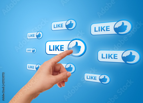 hand pressing social network icon