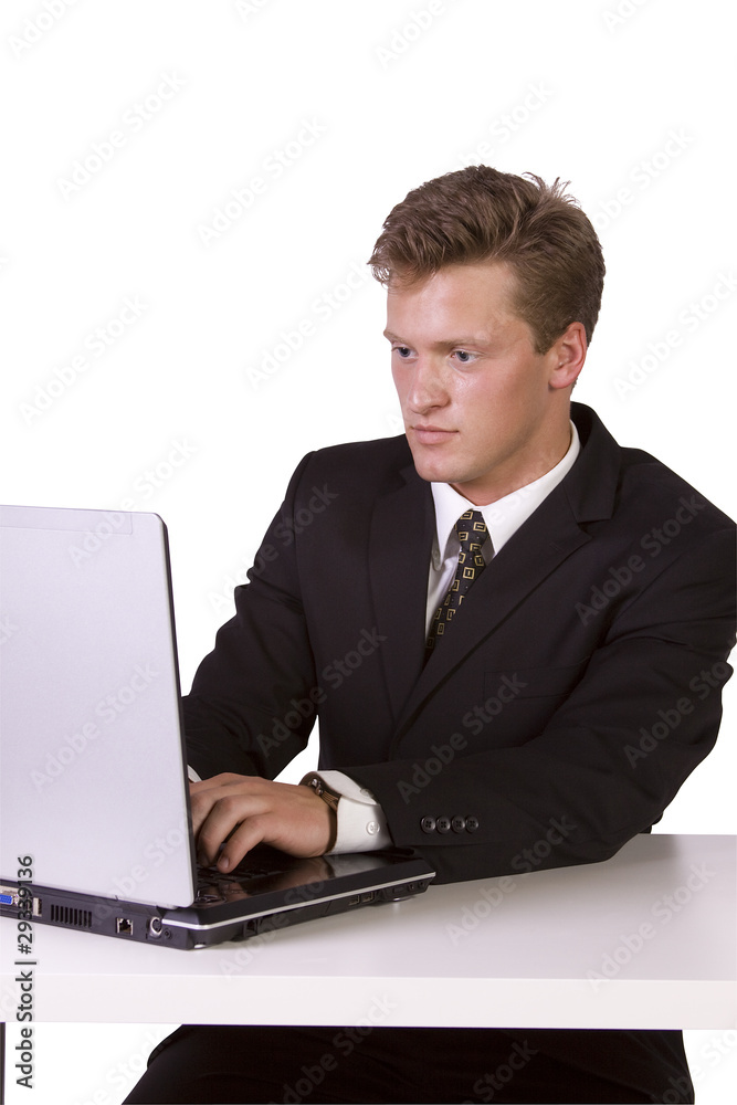 Young business entrepreneur working on laptop Young business entrepreneur working on laptop