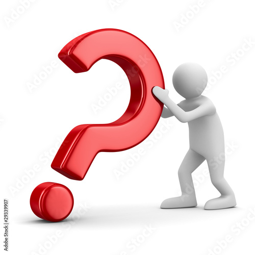 man with question on white....
