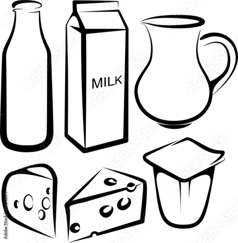 set of dairy products