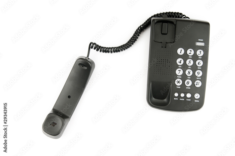 Black phone isolated on the white background Black phone isolated on the white background