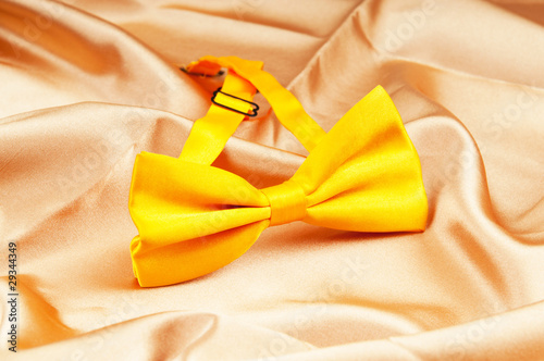 Bow ties on the bright satin background