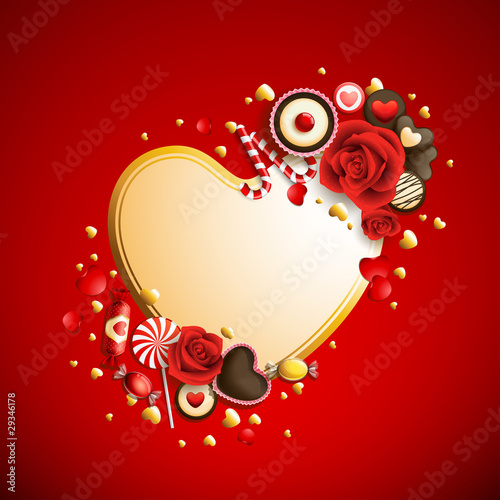beautiful red and golden valentine`s day background