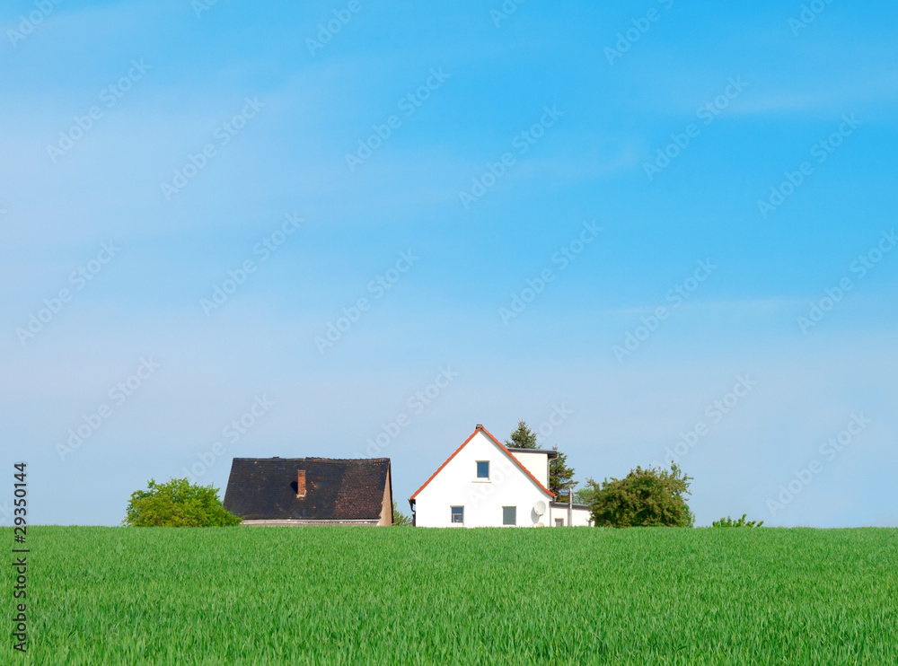 House on green agriculture field House on green agriculture field