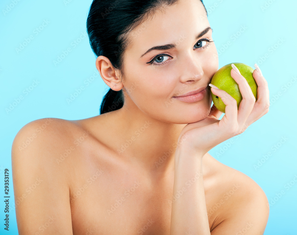 lovely woman with apple
