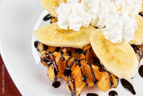 Waffle with banana
