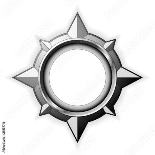 Steel detailed compass rose isolated on white