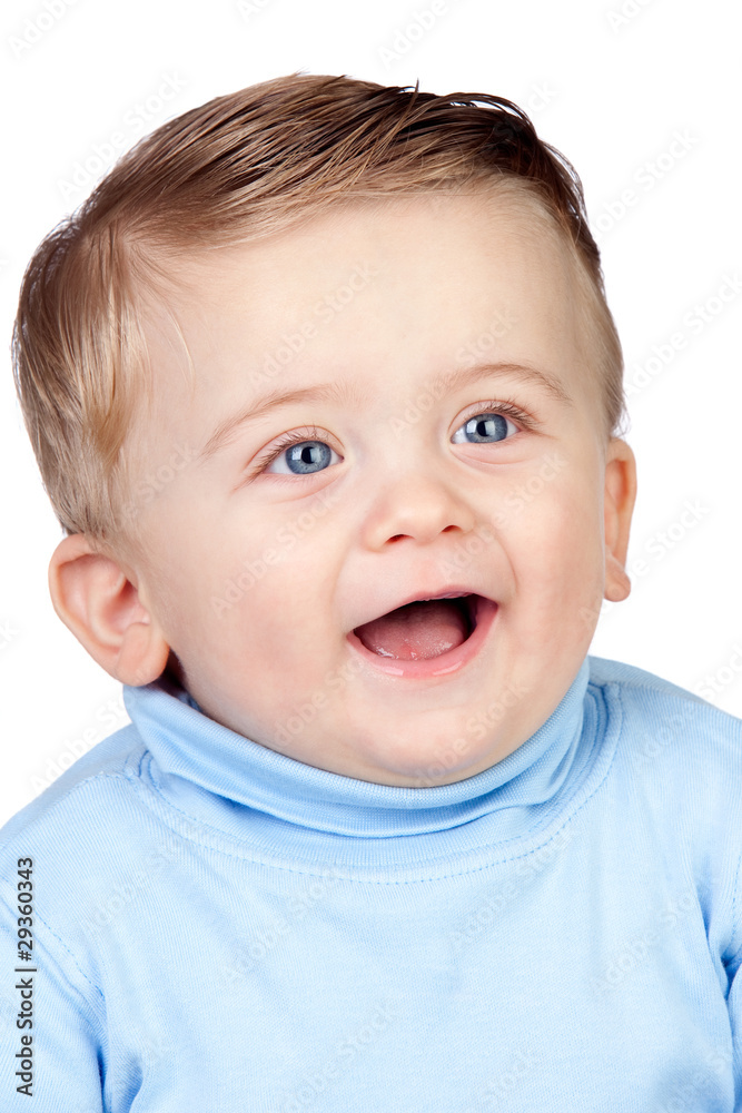 Beautiful blond baby with blue eyes Beautiful blond baby with blue eyes