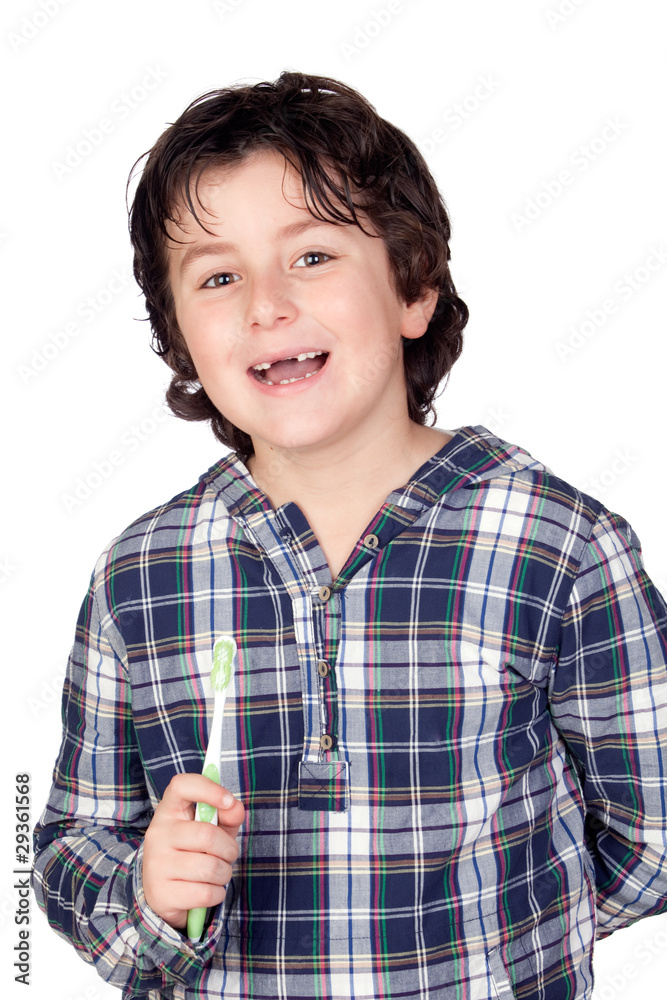 Smiling child without a toothbrush Smiling child without a toothbrush