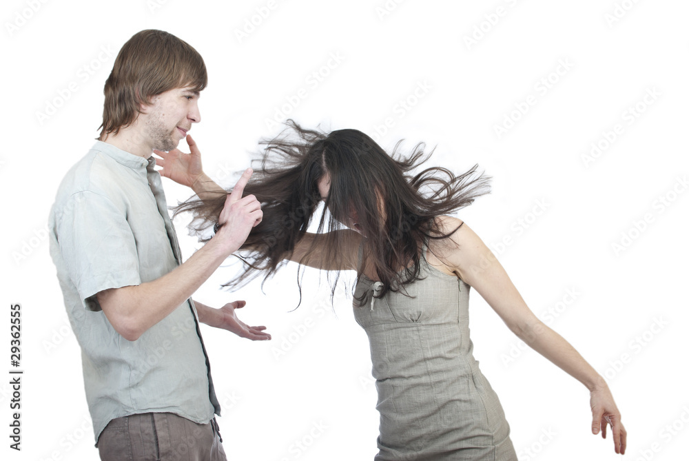 Naklejka premium A young couple quarrel