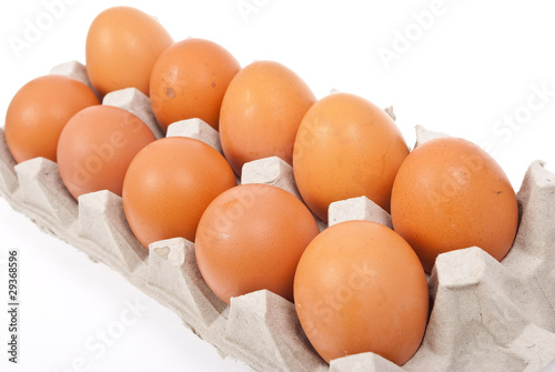 Brown eggs in box