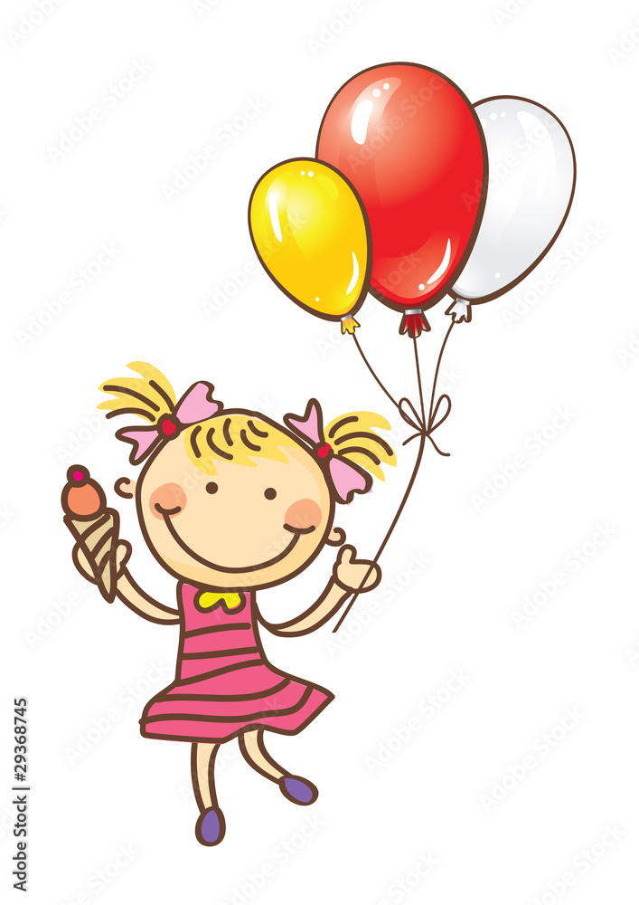 Small girl with balloons
