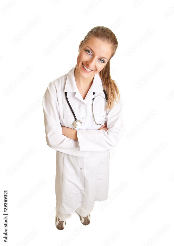 Medical doctor woman in uniform with stethoscope isolated Medical doctor woman in uniform with stethoscope isolated