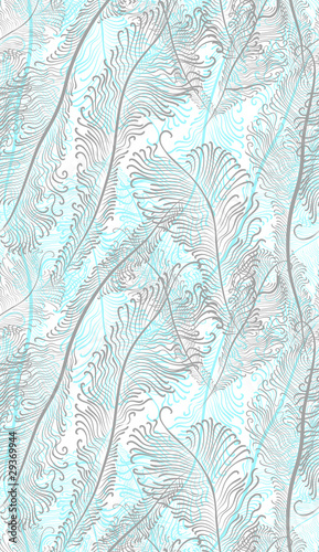 Print blue and gray feathers