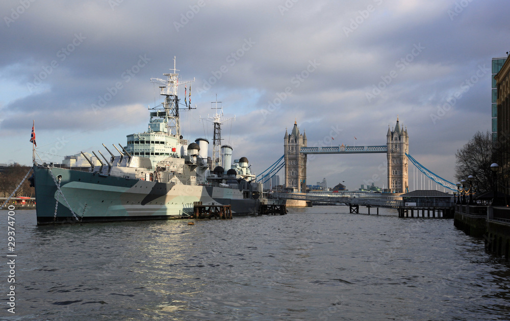 HMS Belfast at Tower Bridge, London