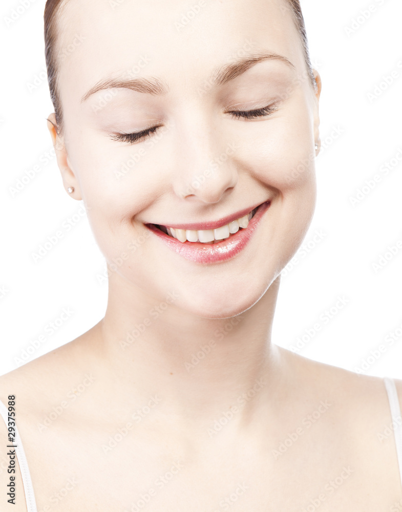 Portrait of a beautiful young woman with eyes closed Portrait of a beautiful young woman with eyes closed