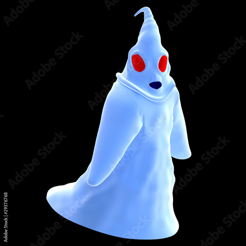 funny cartoon ghost. 3D rendering with clipping path and shadow photo