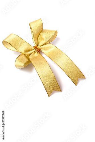 gold ribbon bow isolated