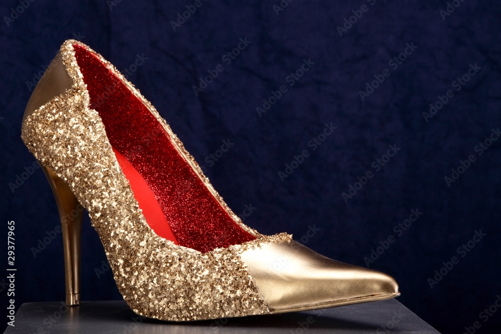 Obraz premium Gold Schuh Blau 06