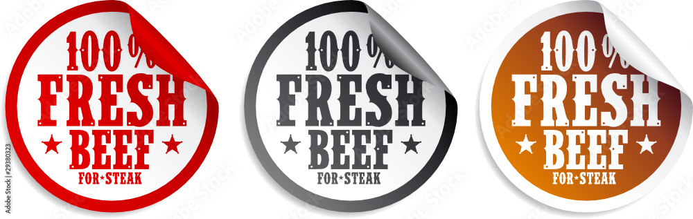 Fresh beef meat for steak stickers set Fresh beef meat for steak stickers set