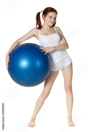 Woman with gymnastic ball
