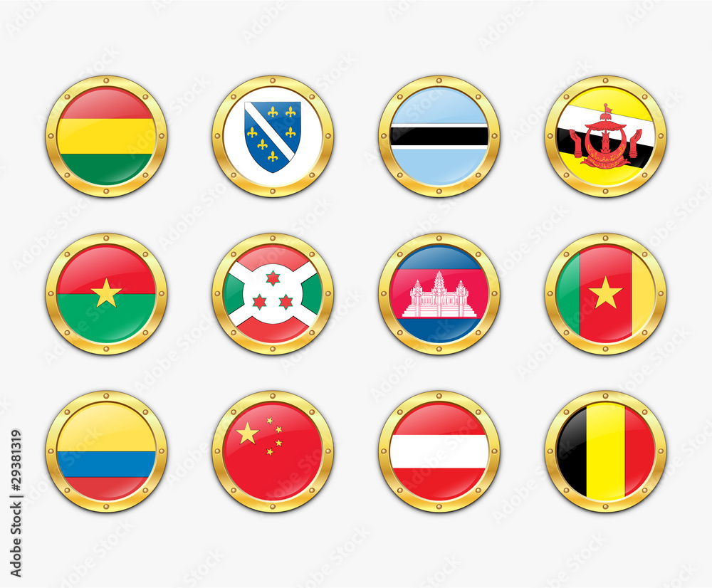 Shields with flags. Vector illustration. More in my portfolio Shields with flags. Vector illustration. More in my portfolio