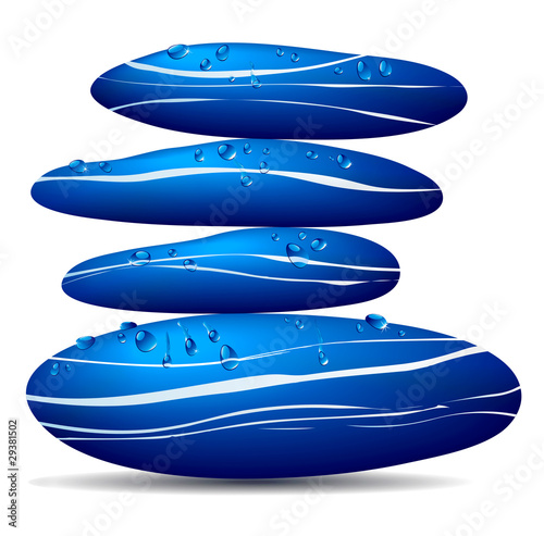 Blue stones with water droplets