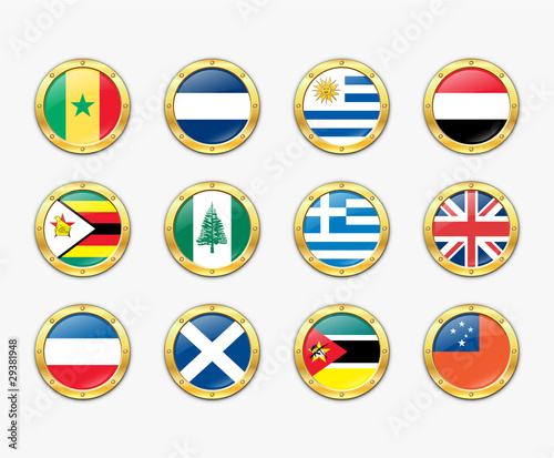 Shields with flags. Vector illustration. More in my portfolio