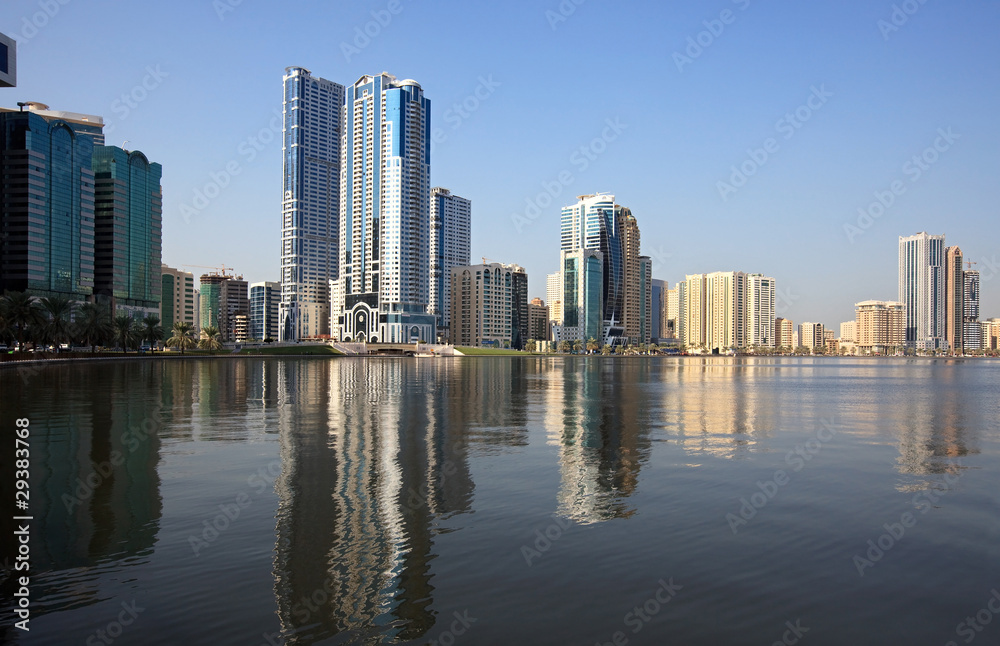 Skyscrapers in Sharjah. Skyscrapers in Sharjah.