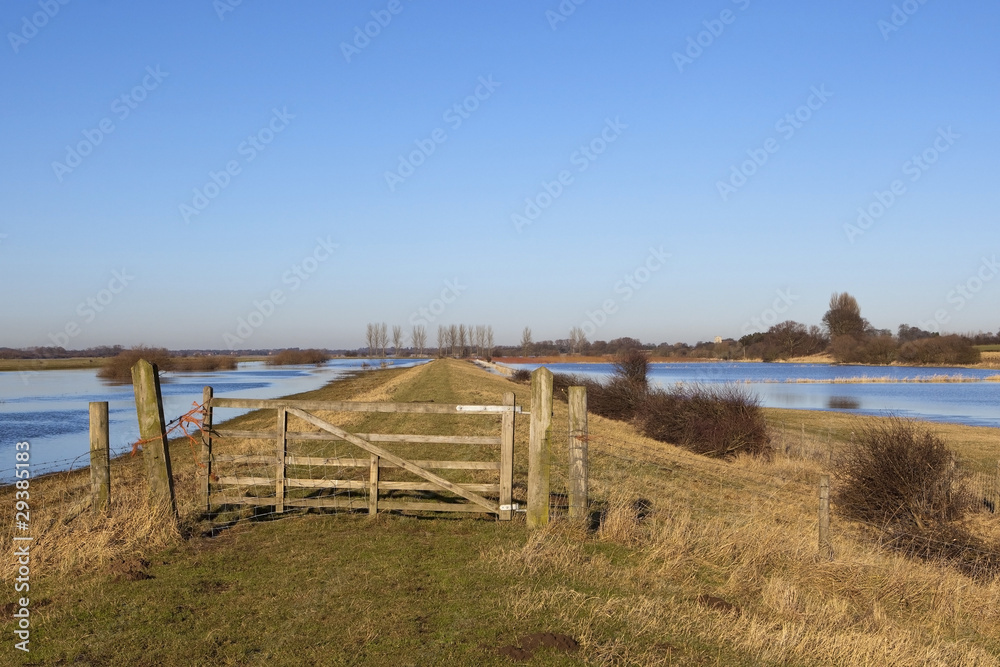 flooded landscape with gate
