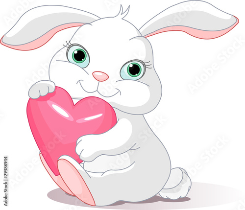 Rabbit holds love heart
