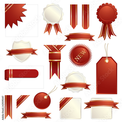 red and gold ribbons and tabs