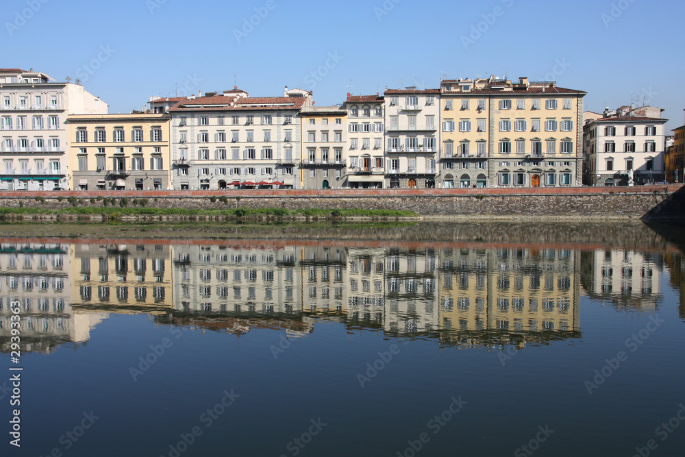 Florence Arno. River Arno in Tuscany. Italian rivers.