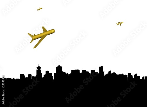 abstract planes departing Vancouver illustration