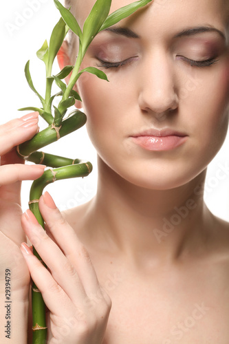 woman with bamboo