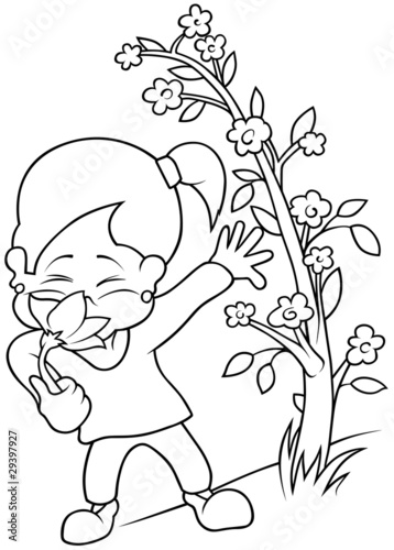 Girl with Flower - Black an...
