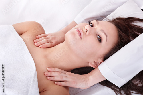 Young woman having head massage.