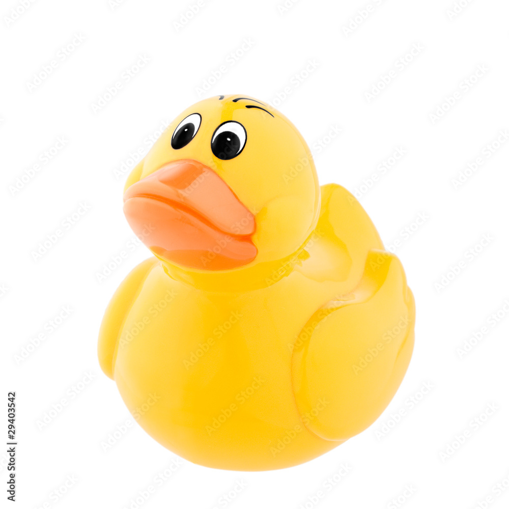 Classic toy, yellow plastic duck, isolated on white. Classic toy, yellow plastic duck, isolated on white.