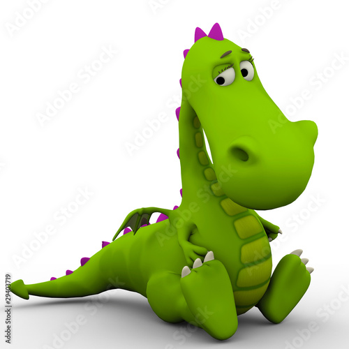 Fototapeta Naklejka Na Ścianę i Meble -  dino baby dragon so sad
