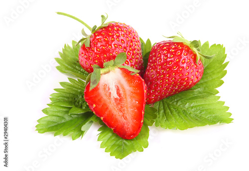 Fresh ripe strawberry on white background