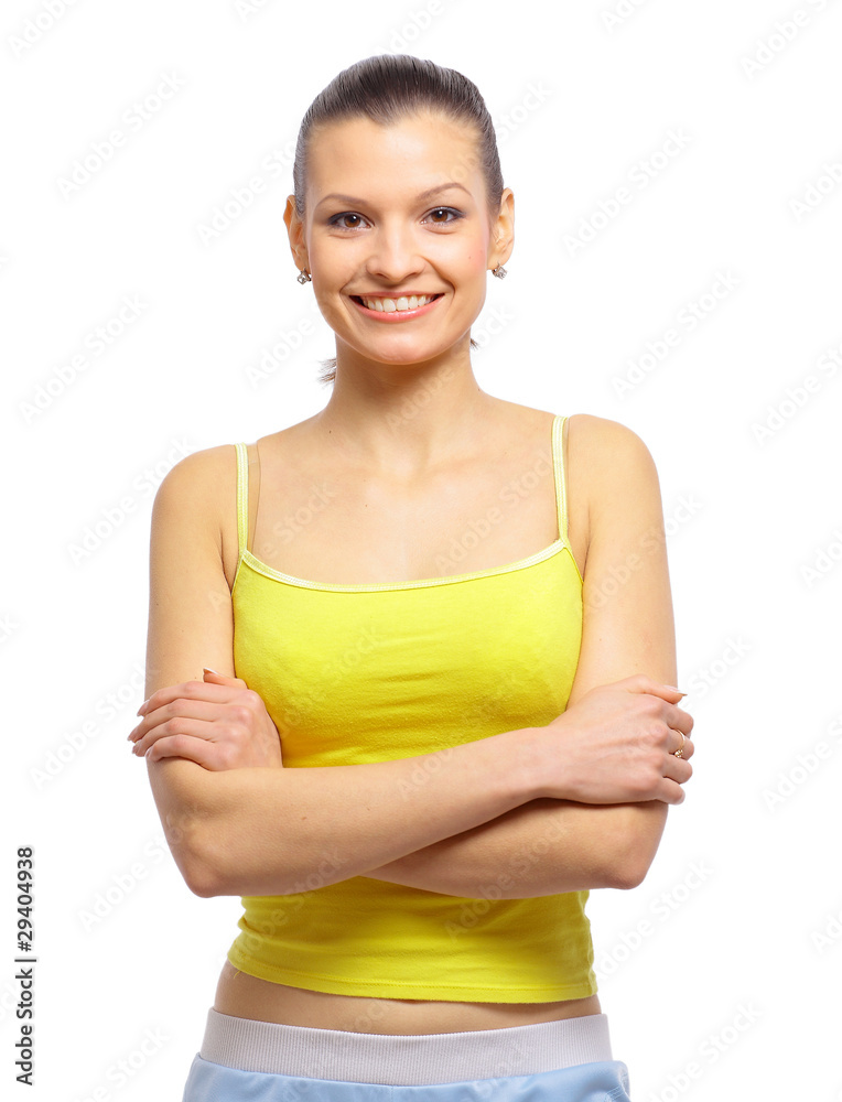 Beautiful athletic young woman isolated on white Beautiful athletic young woman isolated on white