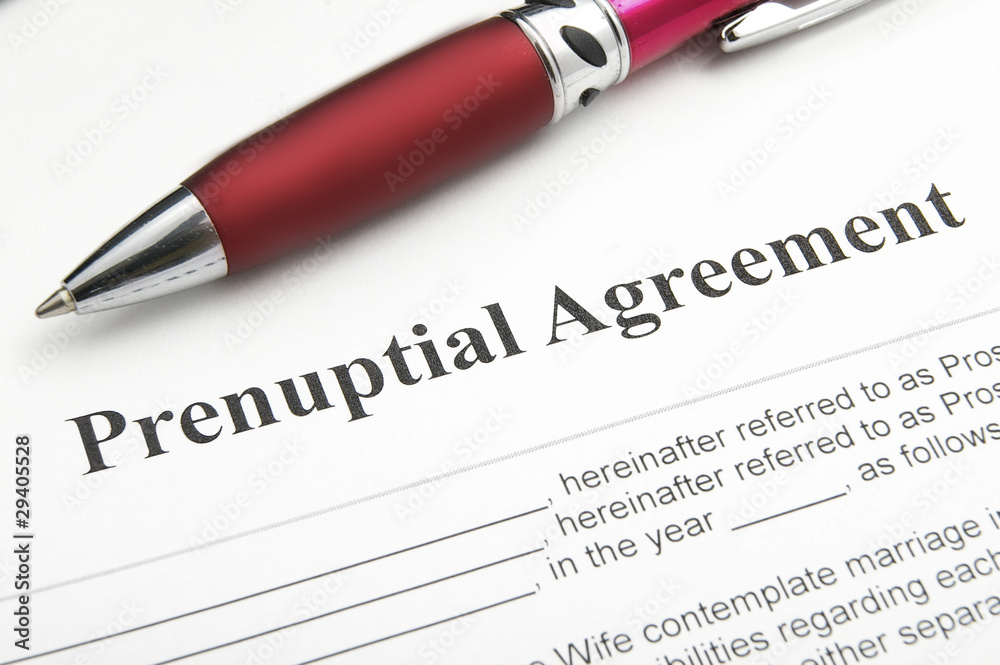 Fototapeta premium closeup of a marriage prenuptial agreement