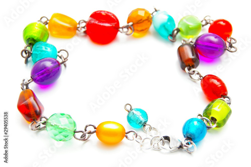 closeup of a woman's glass bead necklace