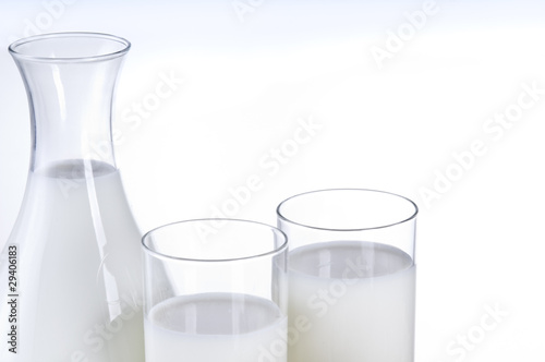 Bottle and glasses of milk