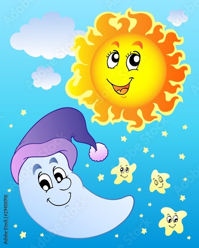 Sky with Sun and Moon