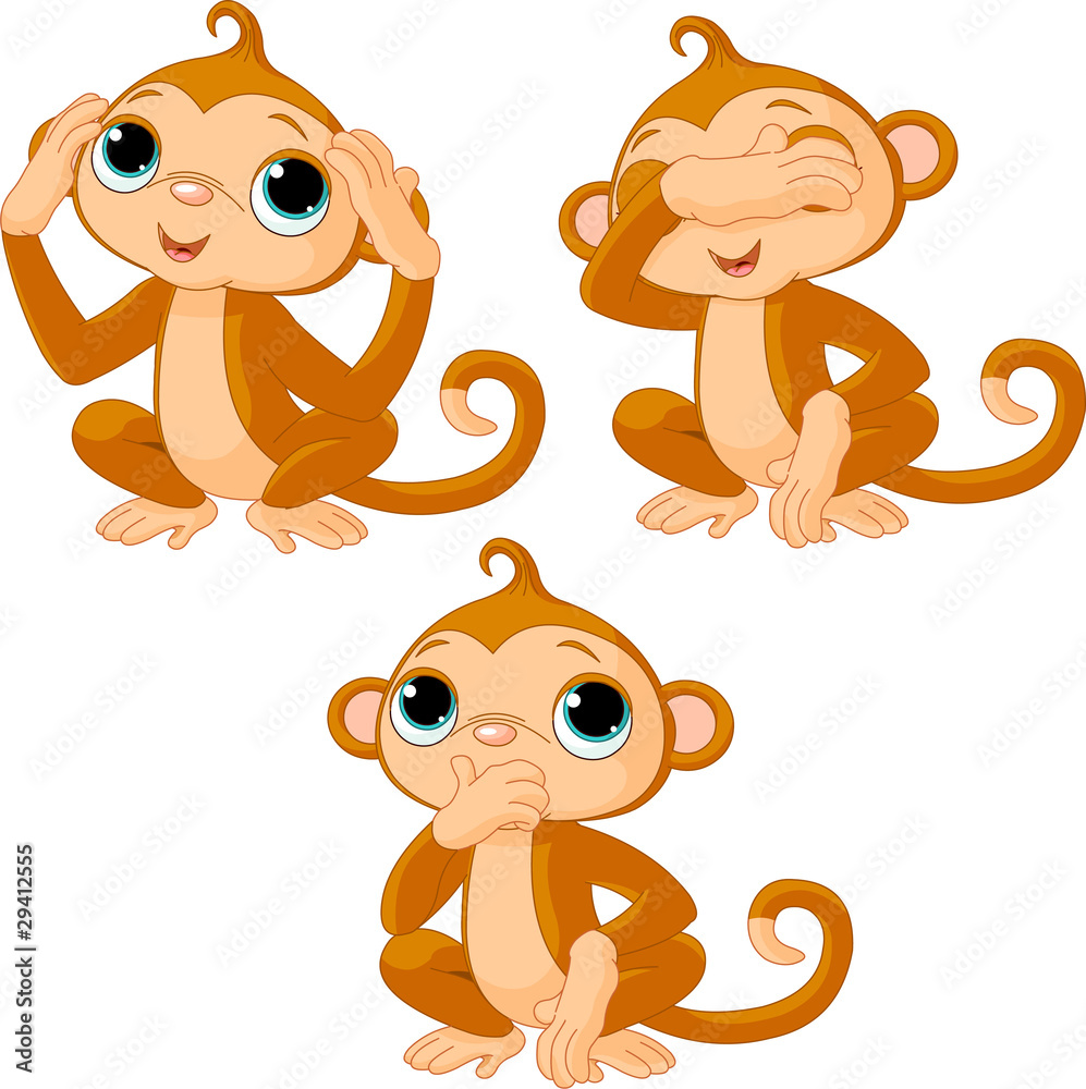 Fototapeta premium Three little monkeys