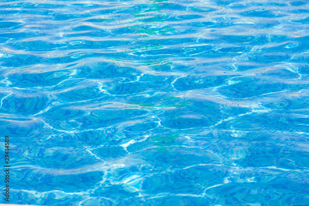 blue clean water at the pool